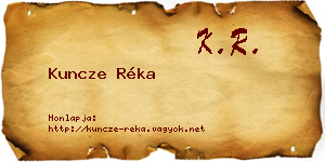Kuncze Réka névjegykártya